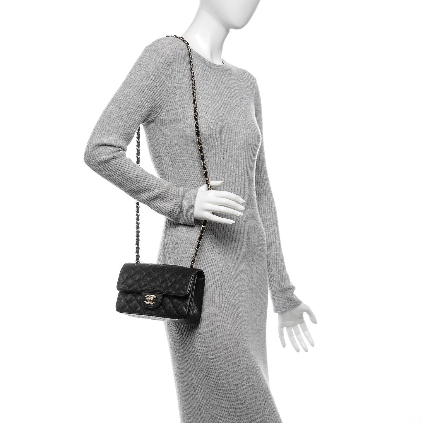 Caviar Quilted Mini Rectangular Flap Black