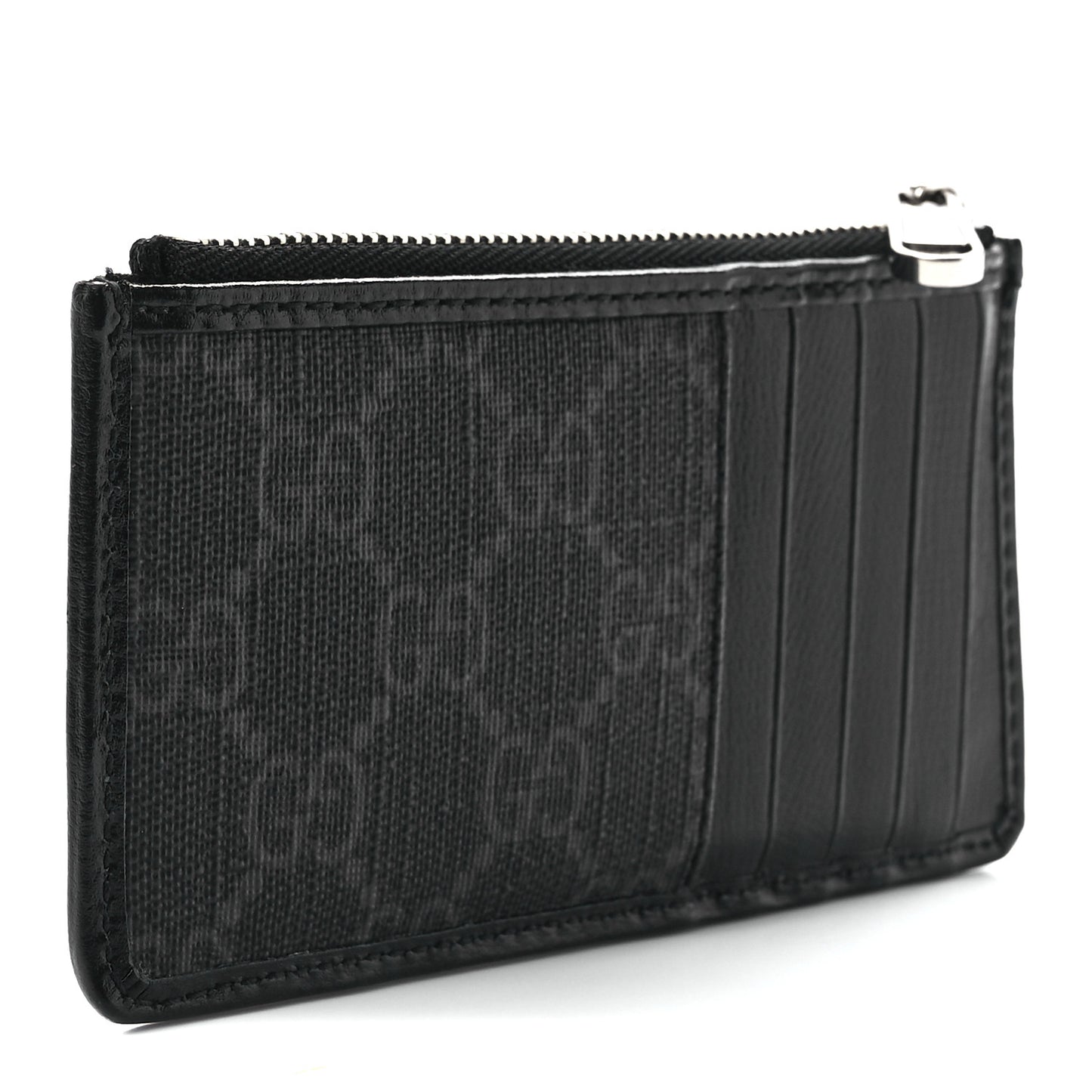 GG Supreme Monogram Azalea Calfskin Retro Interlocking G Coin Case Card Holder Black