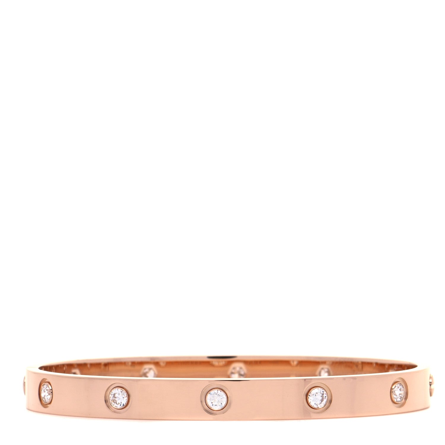 Cartier 18K Pink Gold 10 Diamond LOVE Bracelet 17 3 of 8