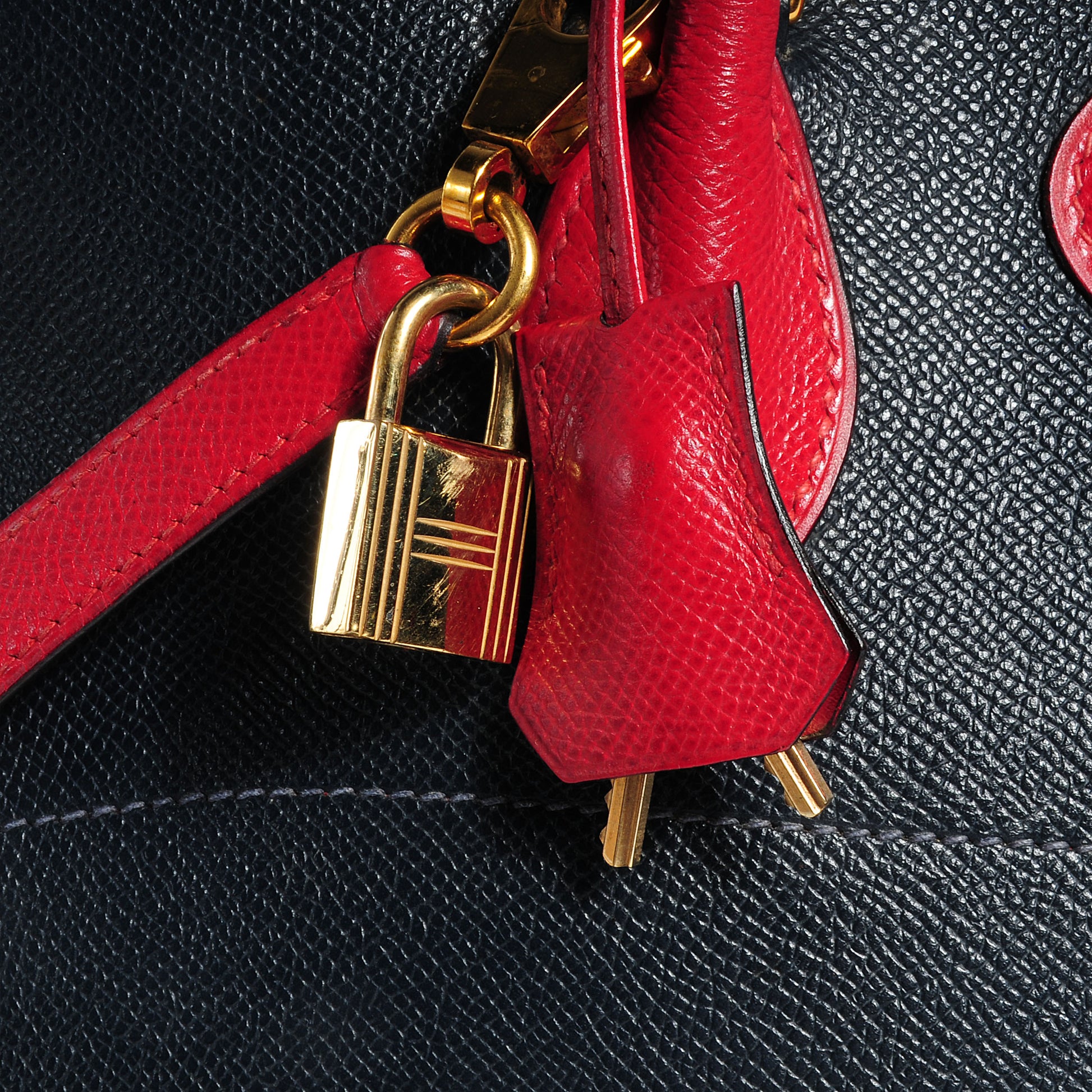 Hermes Courchevel Bi Color Bolide 35 Indigo Rouge Vif 7 of 8