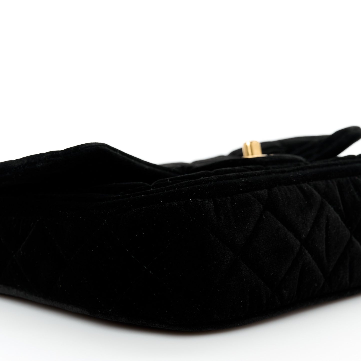 Velvet Quilted Double Frame Flap Black