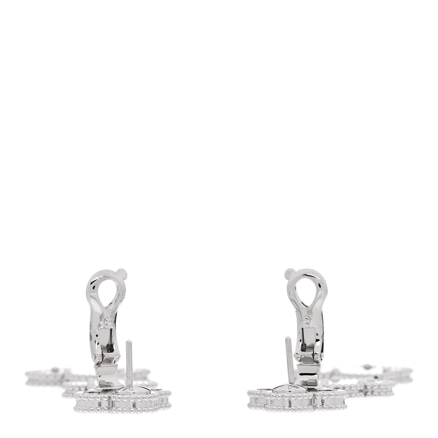 Van Cleef & Arpels 18K White Gold Mother of Pearl Chalcedony 3 Motifs Magic Alhambra Earrings 3 of 5