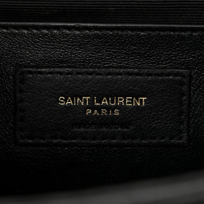 Saint Laurent Grain De Poudre Textured Mixed Matelasse Triquilt Medium Monogram Satchel Black 6 of 14