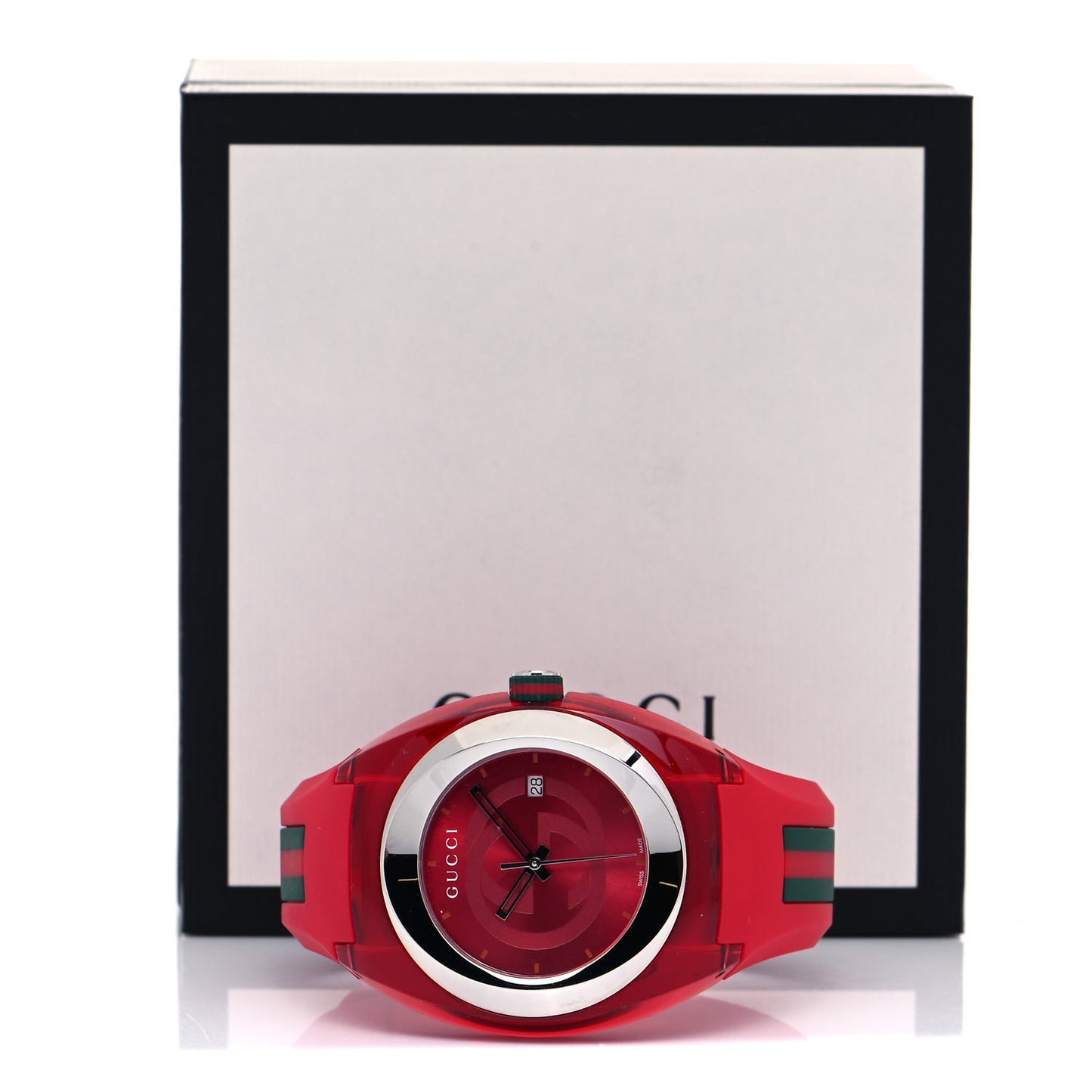 Stainless Steel Rubber 46mm Sync Web Quartz Watch Red