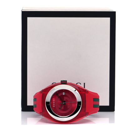 Gucci Stainless Steel Rubber 46mm Sync Web Quartz Watch Red 5 of 5