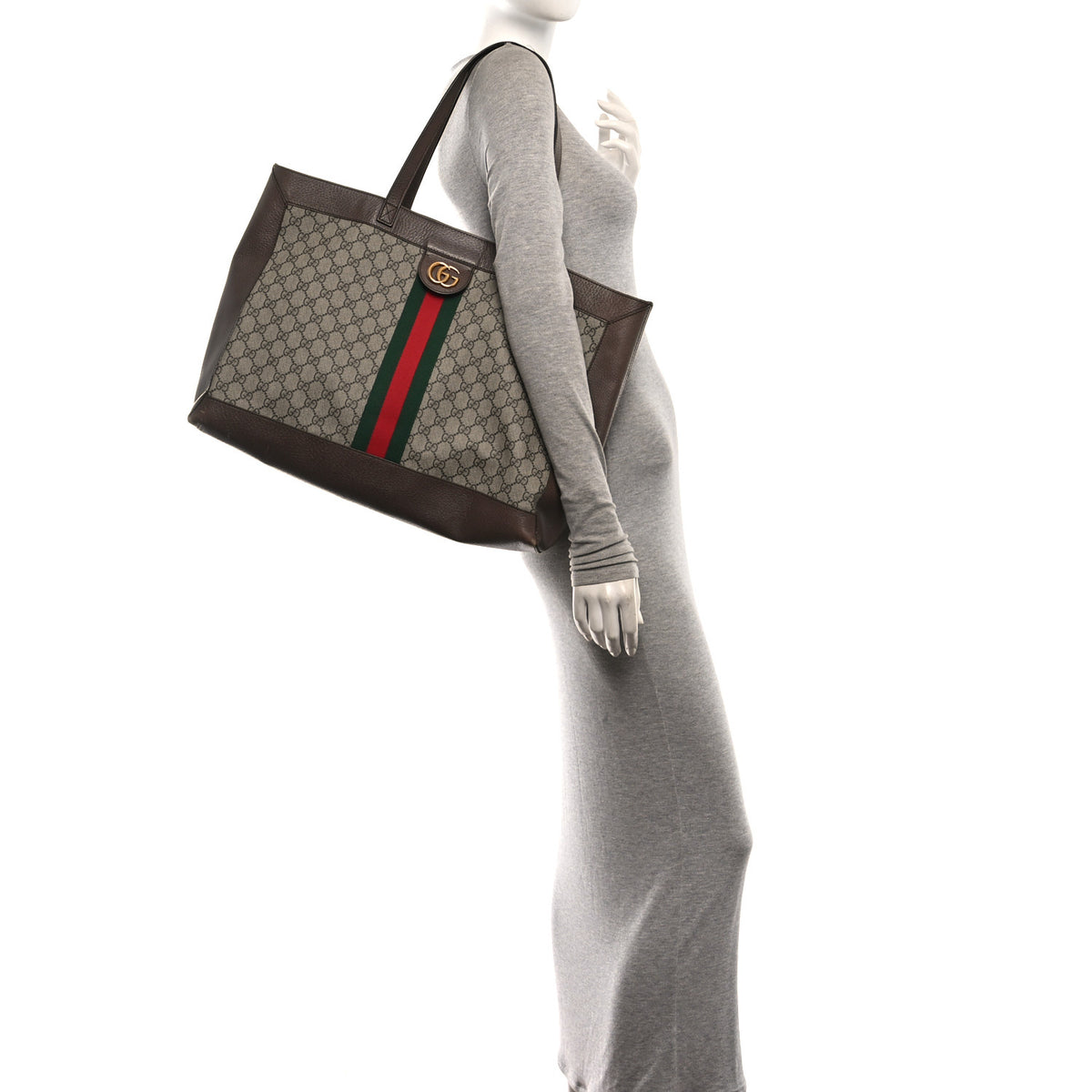 Gucci GG Supreme Monogram Web Ophidia Tote Brown 2 of 11