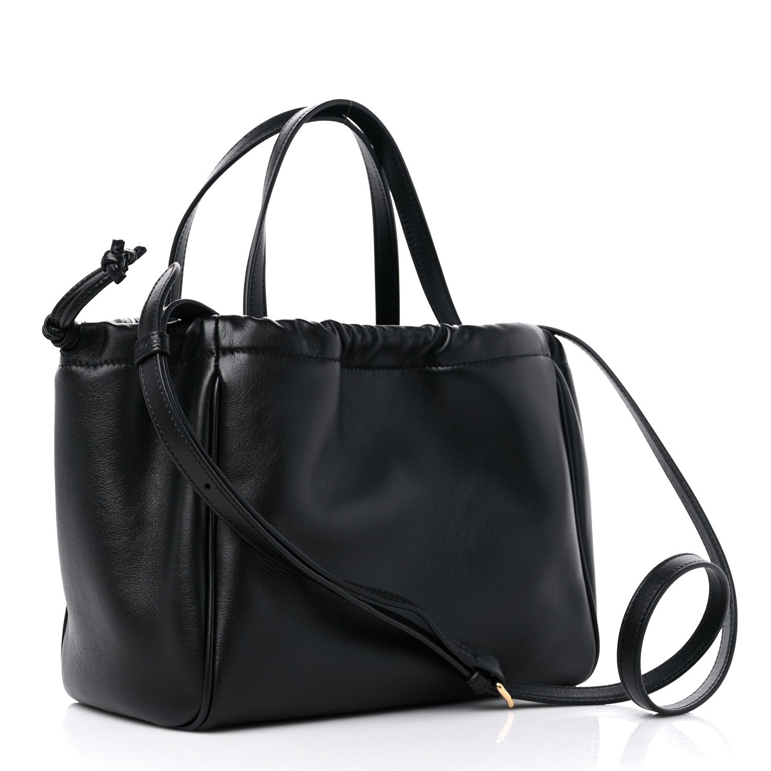 Celine Smooth Calfskin Cuir Small Triomphe Cabas Drawstring Black 3 of 8