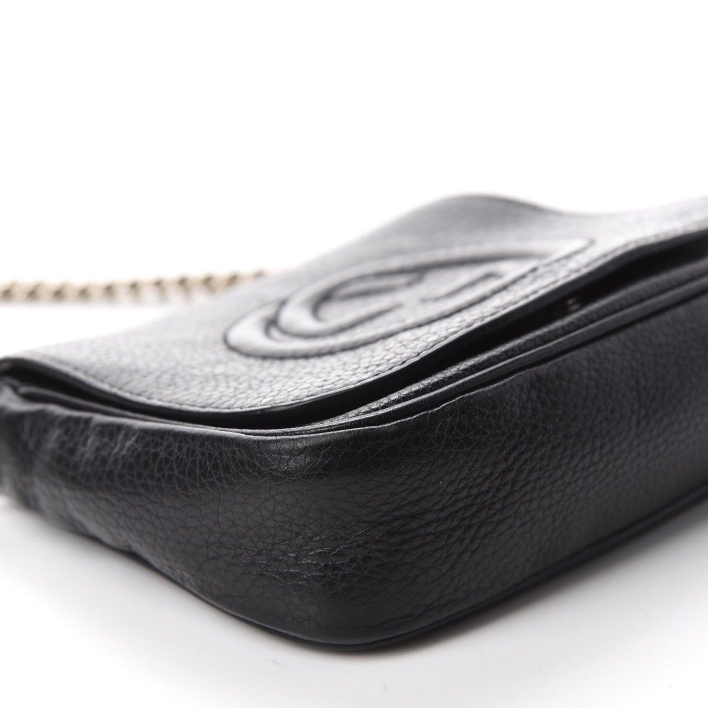 Pebbled Calfskin Small Soho Flap Crossbody Black
