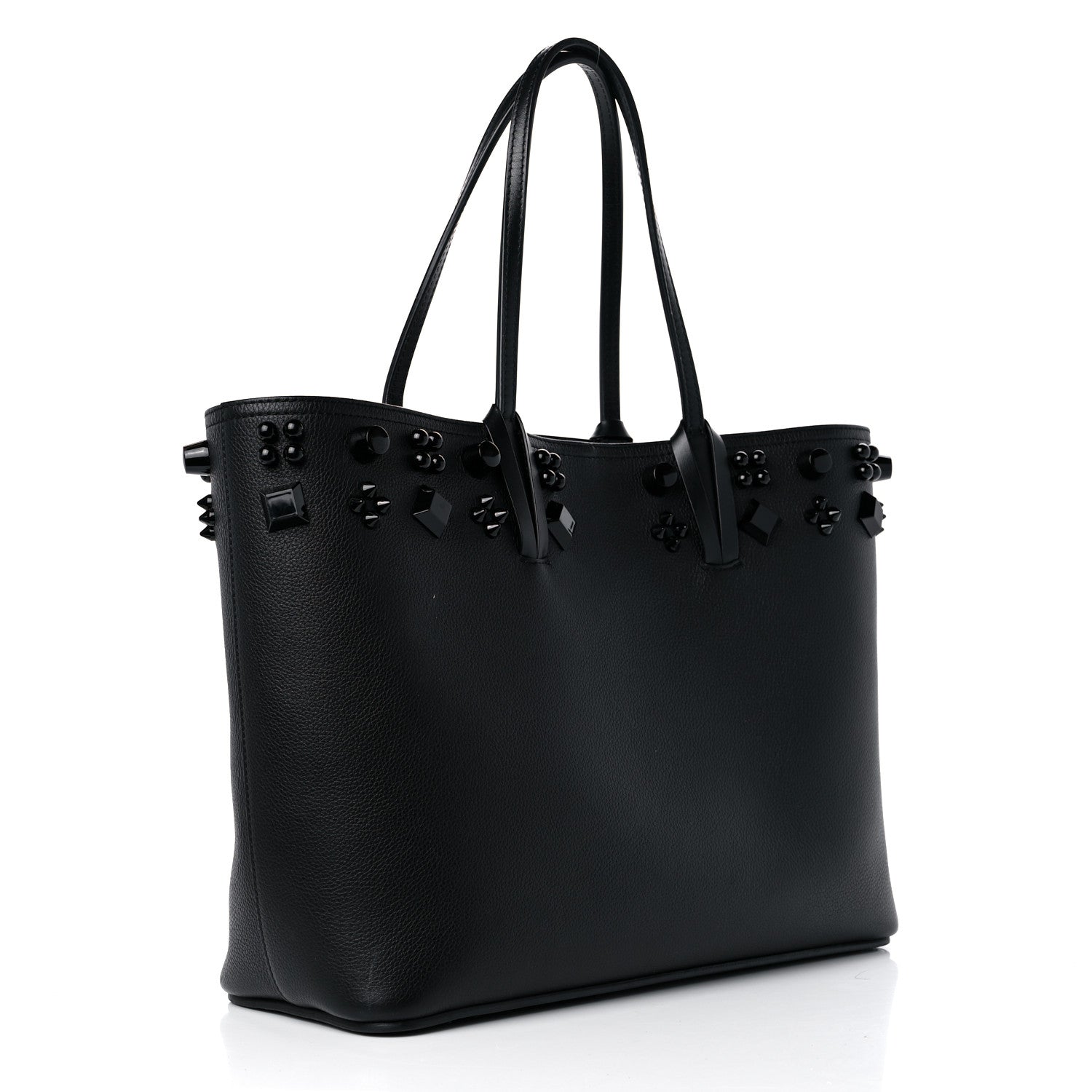 Christian Louboutin Calfskin Empire Spike Studded East West Cabata Tote Black 4 of 15