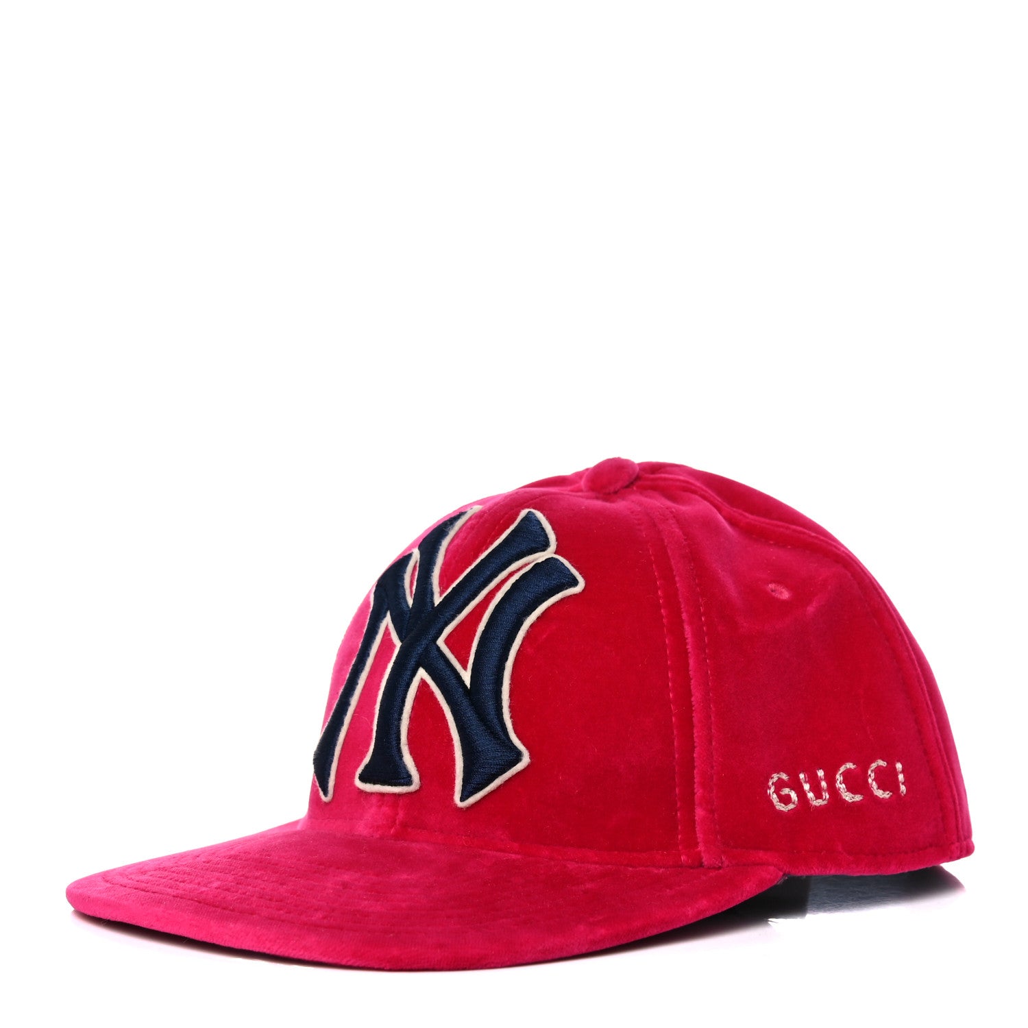 Gucci X MLB Velvet NY Yankees Baseball Hat 55-59 Pink 1 of 9