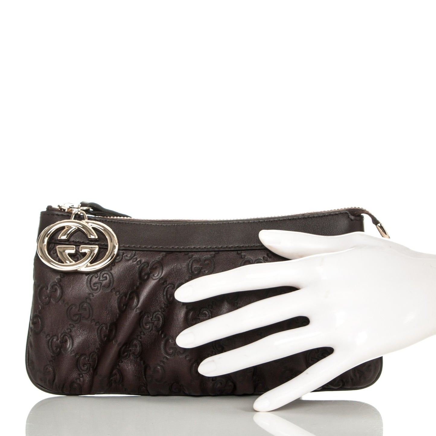 Guccissima Signature New Britt Wristlet Chocolate