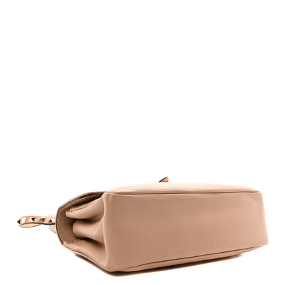 Valentino Garavani Vitello Rockstud Flip Lock Shoulder Flap Bag Beige 4 of 9