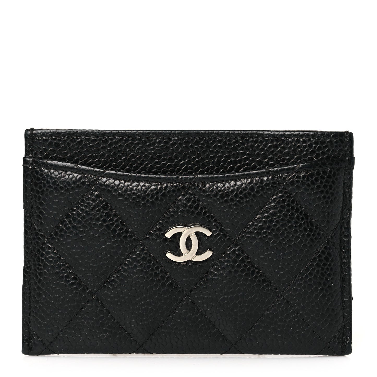 Caviar Quilted Card Holder Black