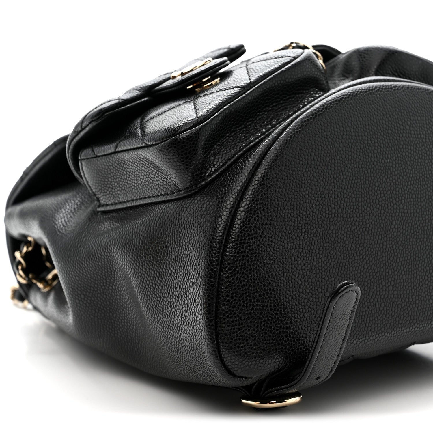 Chanel Shiny Caviar Quilted Medium Duma Pockets Drawstring Backpack Black 10 of 12