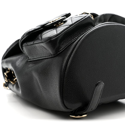Chanel Shiny Caviar Quilted Medium Duma Pockets Drawstring Backpack Black 10 of 12