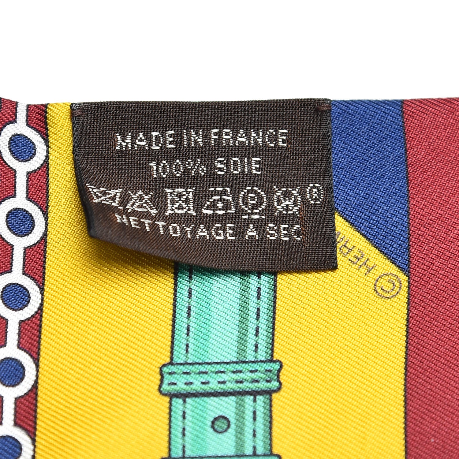 Hermes Silk Clic Clac Modern Cannage Twilly Bordeaux Jaune Vert 4 of 5