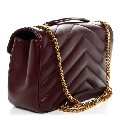 Saint Laurent Lambskin Chevron Quilted Medium LouLou Rouge Cabernet 4 of 11