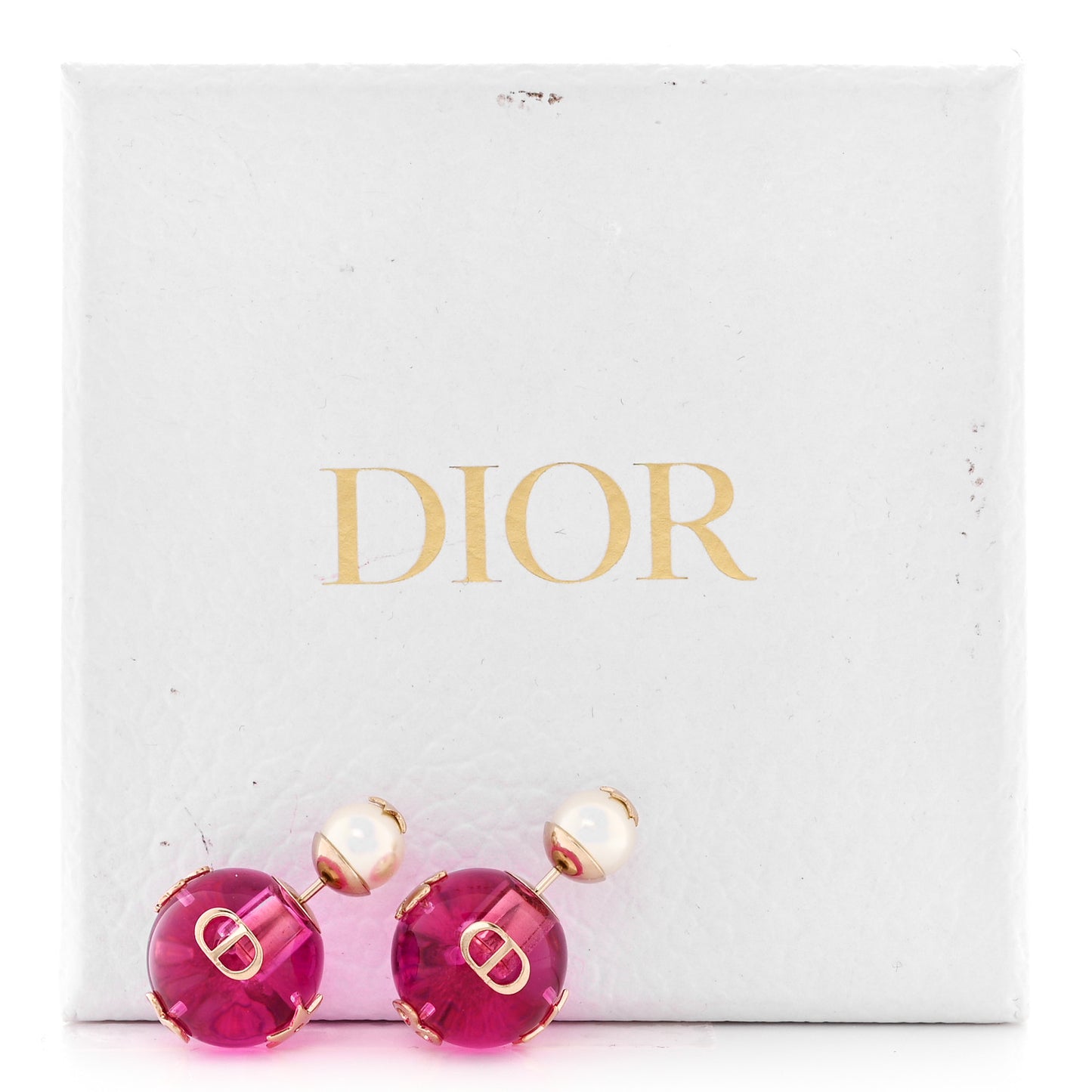 Resin Pearl Dior Tribales Earrings Gold White Transparent Rani Pink