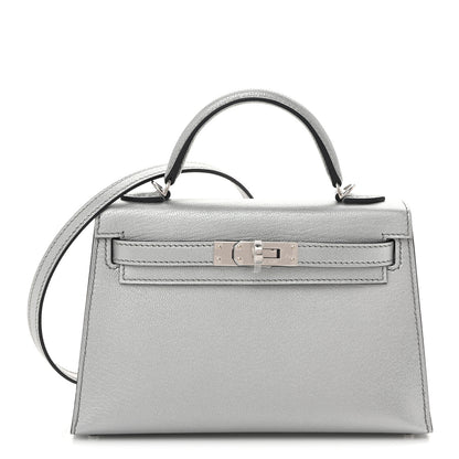 Hermes Metallic Chevre Chamkilight Mini Kelly Sellier 20 Argent 1 of 11