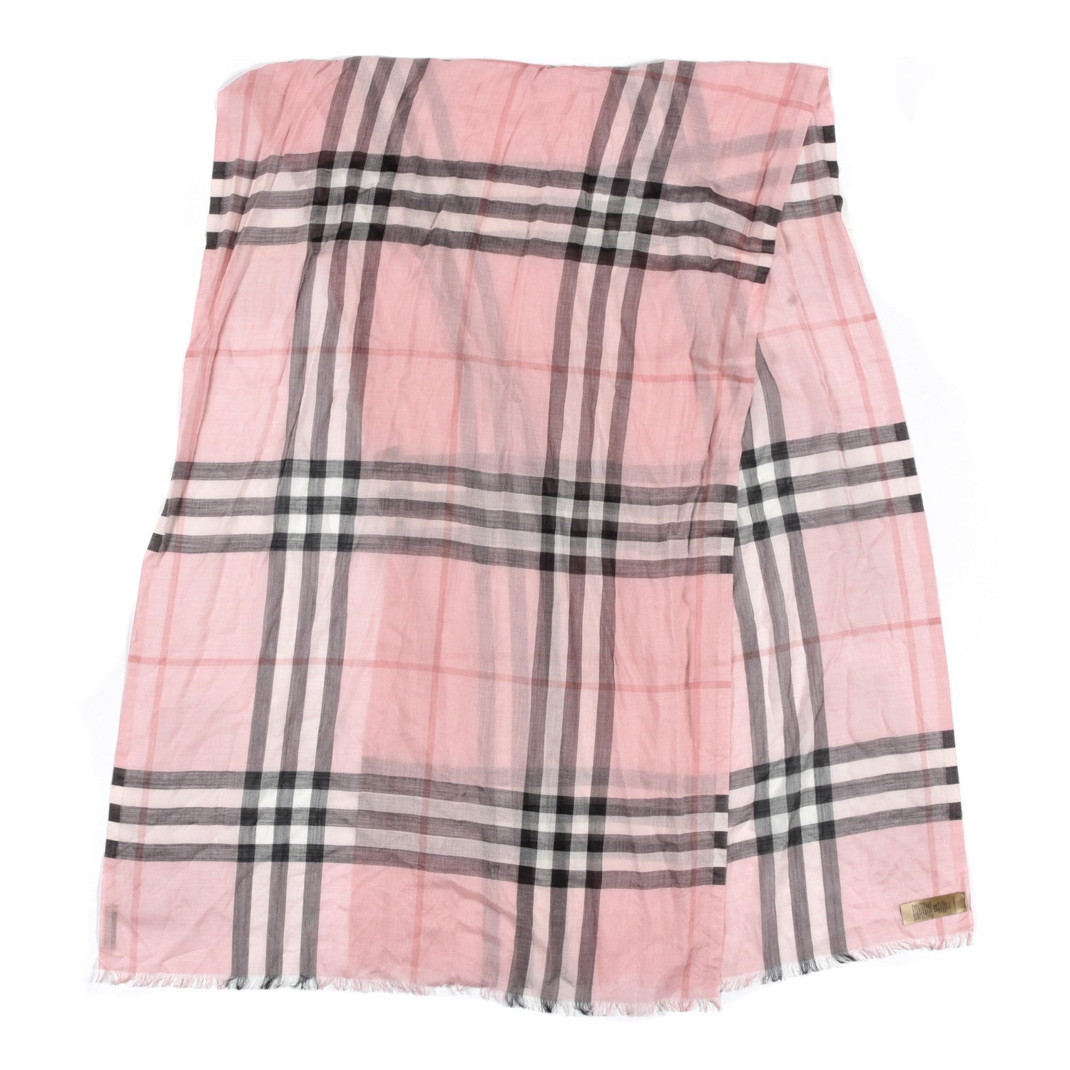 Burberry Wool Silk Gauze Giant Check Scarf Alabaster Pink 2 of 5