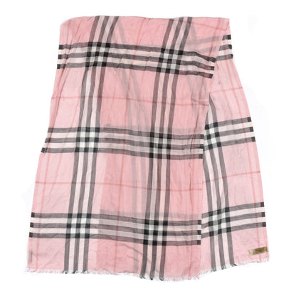 Burberry Wool Silk Gauze Giant Check Scarf Alabaster Pink 2 of 5