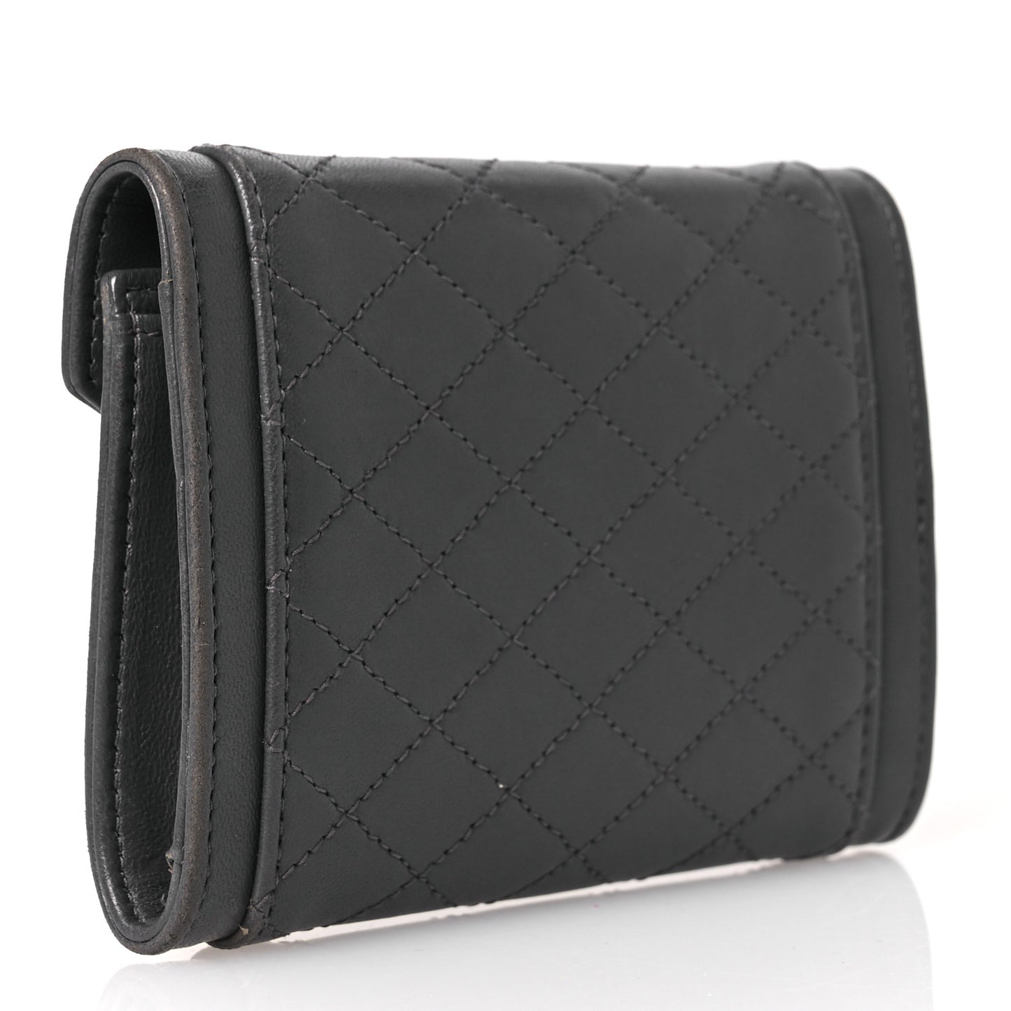 Lambskin Quilted Monogram Gaby Small Envelope Wallet Fog