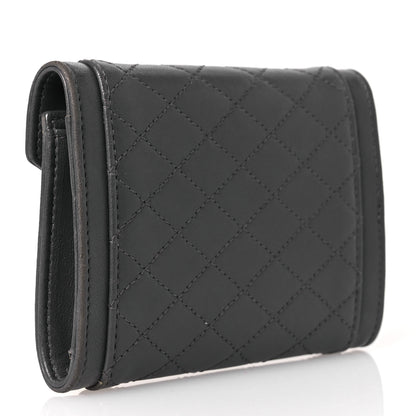 Saint Laurent Lambskin Quilted Monogram Gaby Small Envelope Wallet Fog 3 of 15