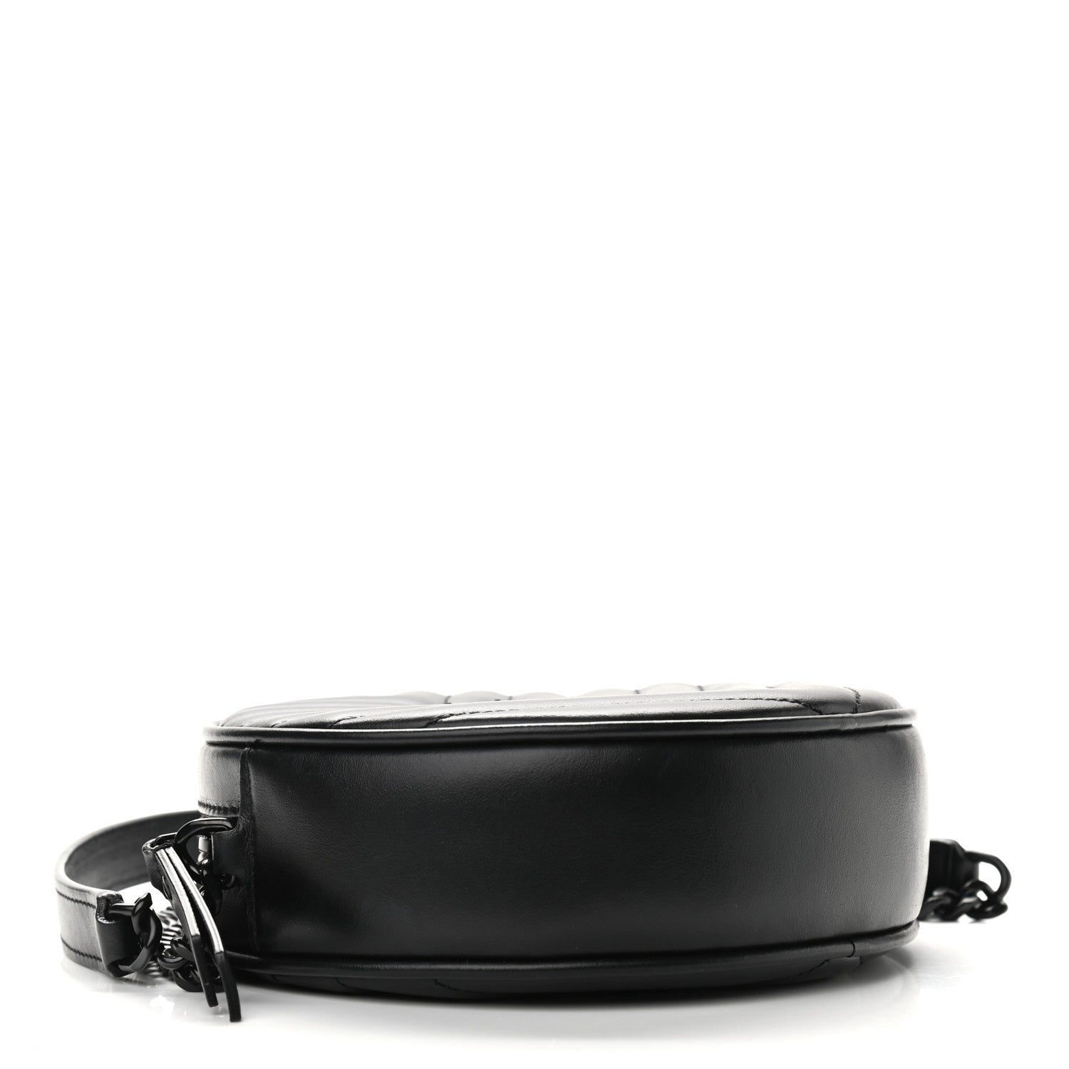 Saint Laurent Calfskin Matelasse Chevron Round Vinyle Camera Bag Black 4 of 9