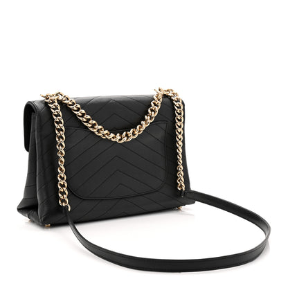 Chanel Calfskin Chevron Stitched Medium Coco Flap Bag Black 3 of 11