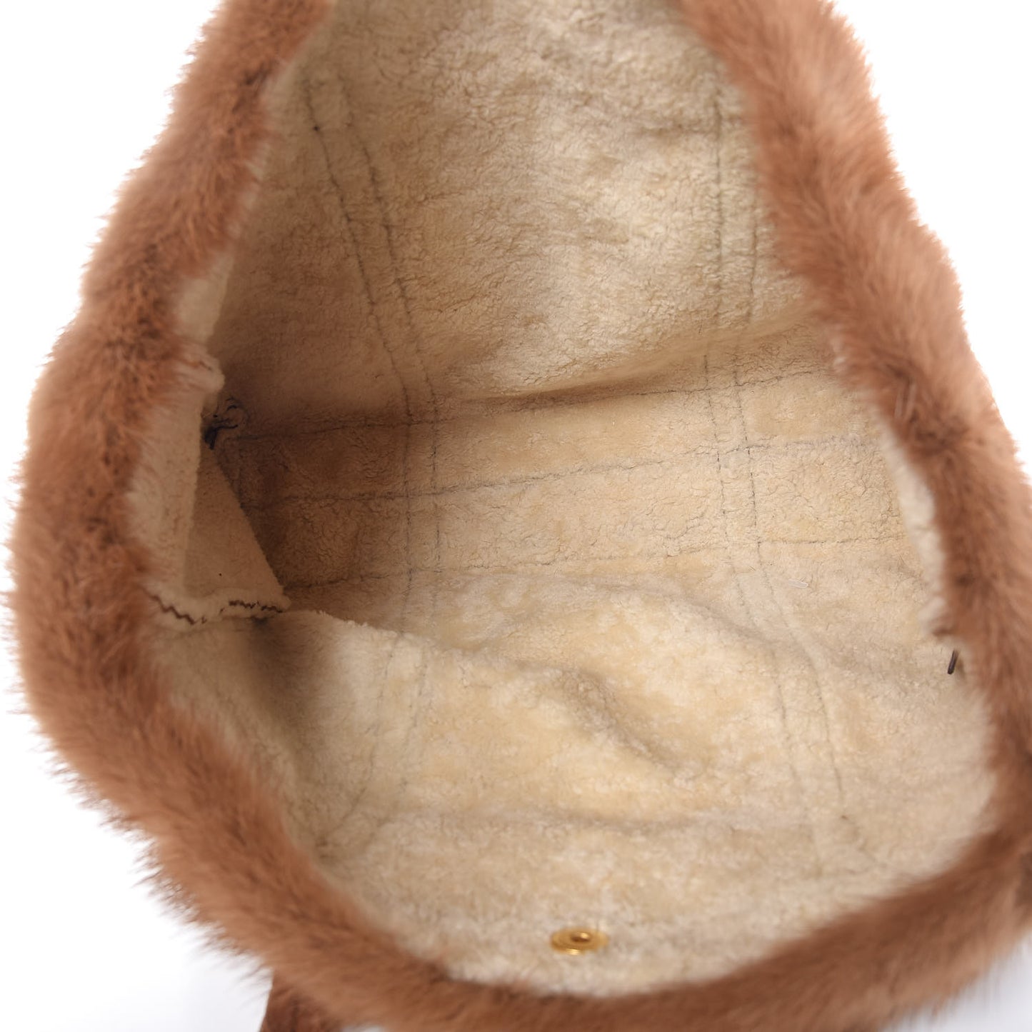 Metallic Suede Mink Shearling Crocodile Embossed Tote Gold