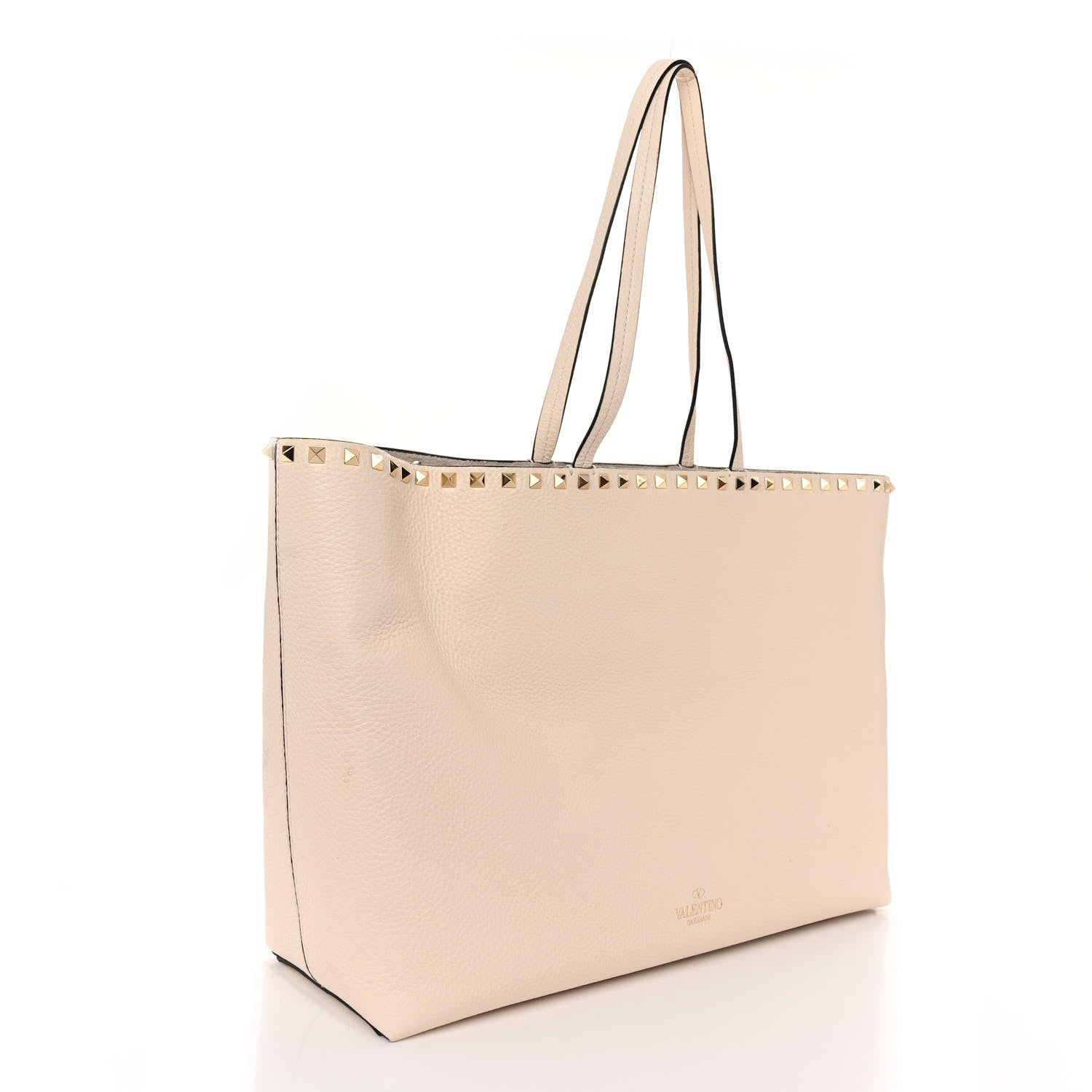 Valentino Garavani Grained Calfskin Rockstud Shoulder Tote Light Ivory 3 of 9