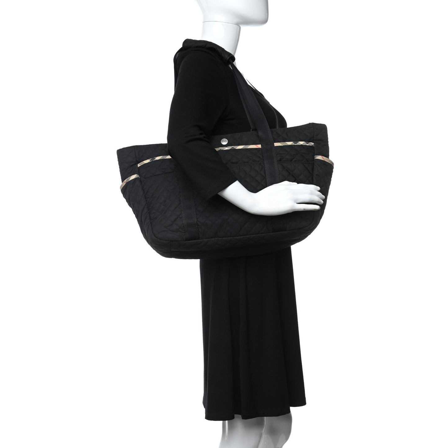 Nylon Quilted Diaper Bag Black
