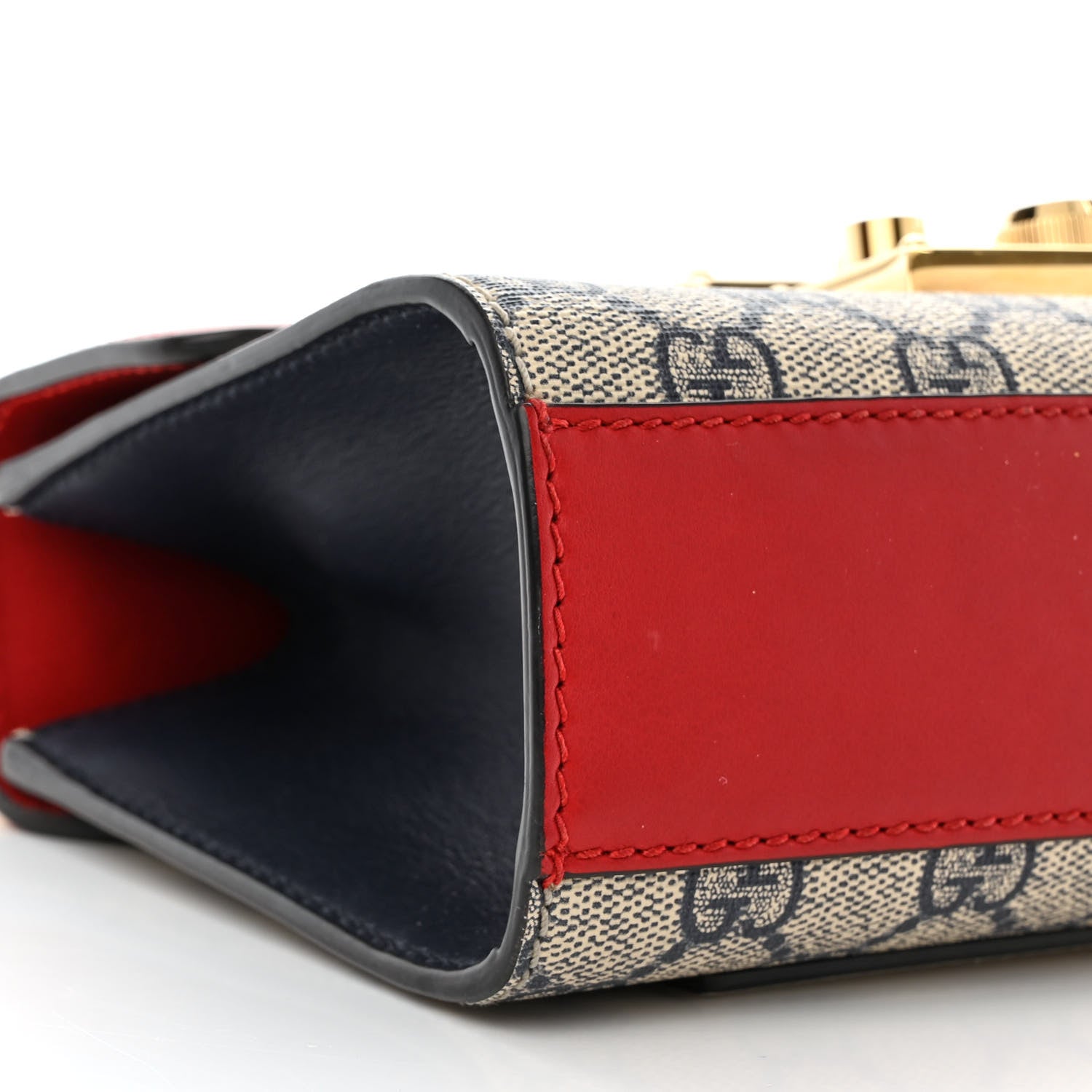 Gucci GG Supreme Monogram Moon Calfskin Small Padlock Shoulder Bag Beige Blue Hibiscus Red Mystic White 9 of 12