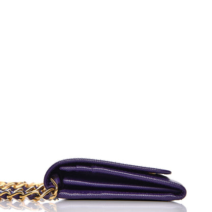 Prada Saffiano Metal Oro Chain Wallet Viola 12 of 13