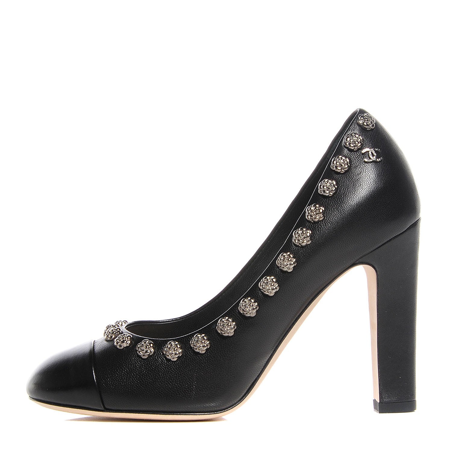 Chanel Lambskin Cap Toe Camellia Pumps Black 36 1 of 7
