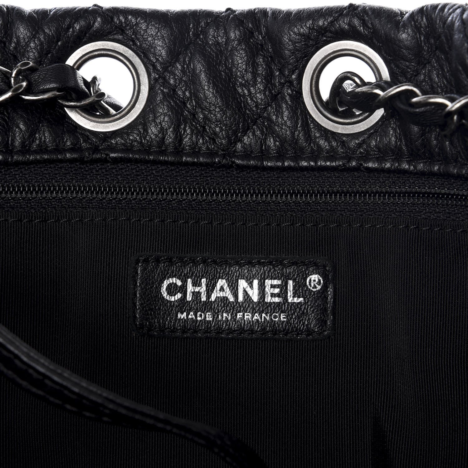 Chanel Goatskin Suede Calfskin Quilted Patchwork Drawstring Bag Black 5 of 9