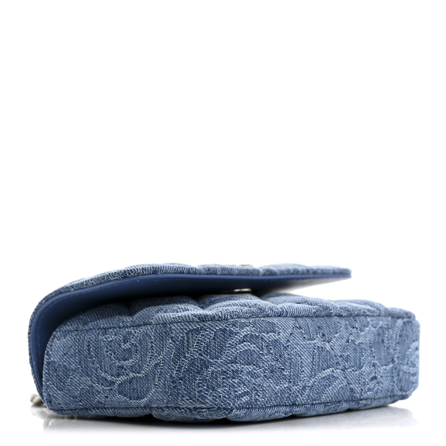 Chanel Denim Quilted Camellia Sweetheart Card Holder With Chain Blue 4 of 13