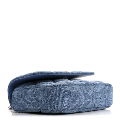 Chanel Denim Quilted Camellia Sweetheart Card Holder With Chain Blue 4 of 13