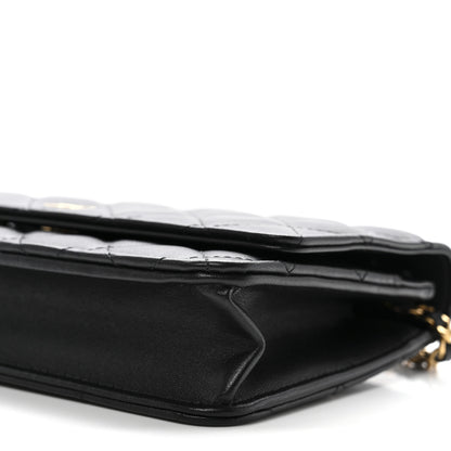 Chanel Lambskin Quilted Wallet On Chain WOC Black 11 of 12