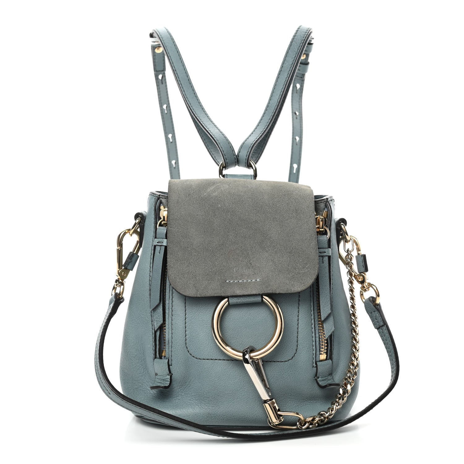 Chloe Suede Calfskin Mini Faye Backpack Cloudy Blue 1 of 4