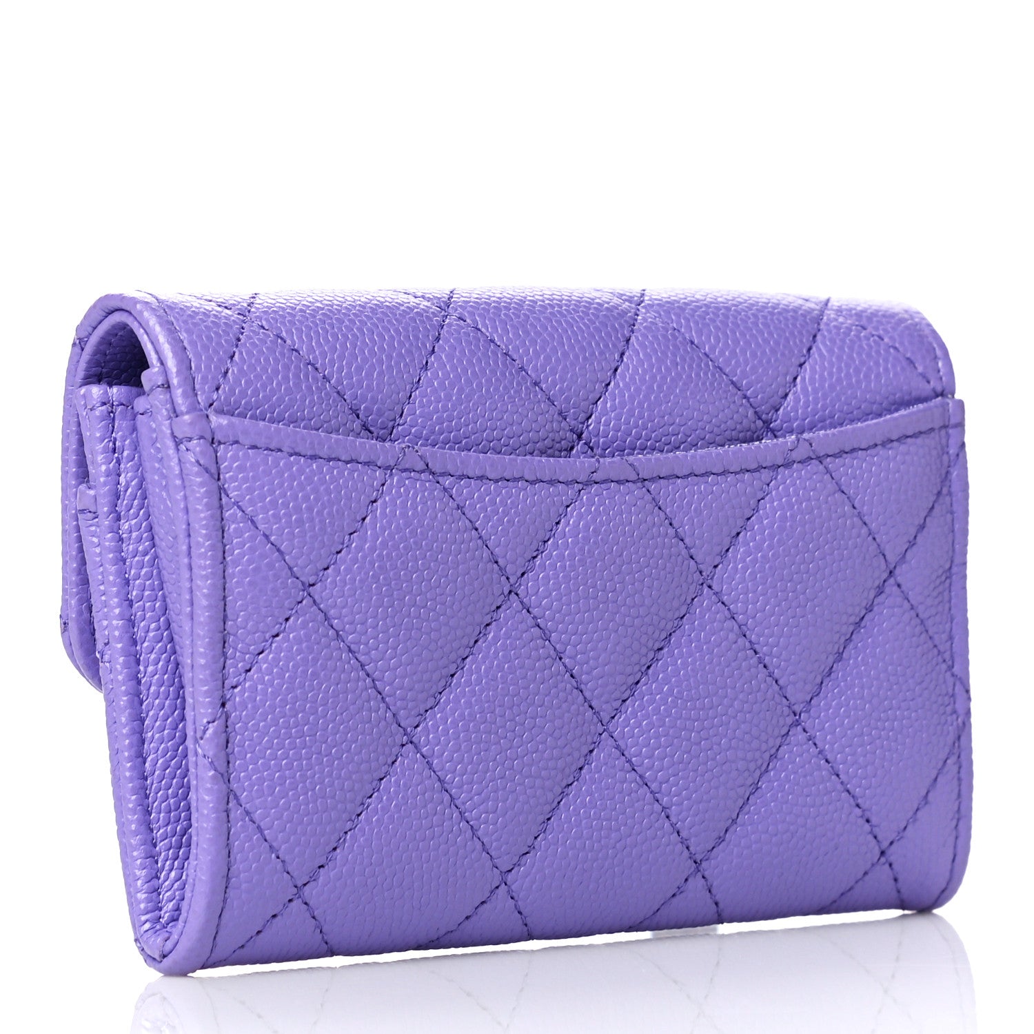 Chanel Caviar Quilted Flap Card Holder Wallet Purple 3 of 12
