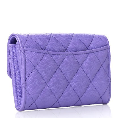 Chanel Caviar Quilted Flap Card Holder Wallet Purple 3 of 12