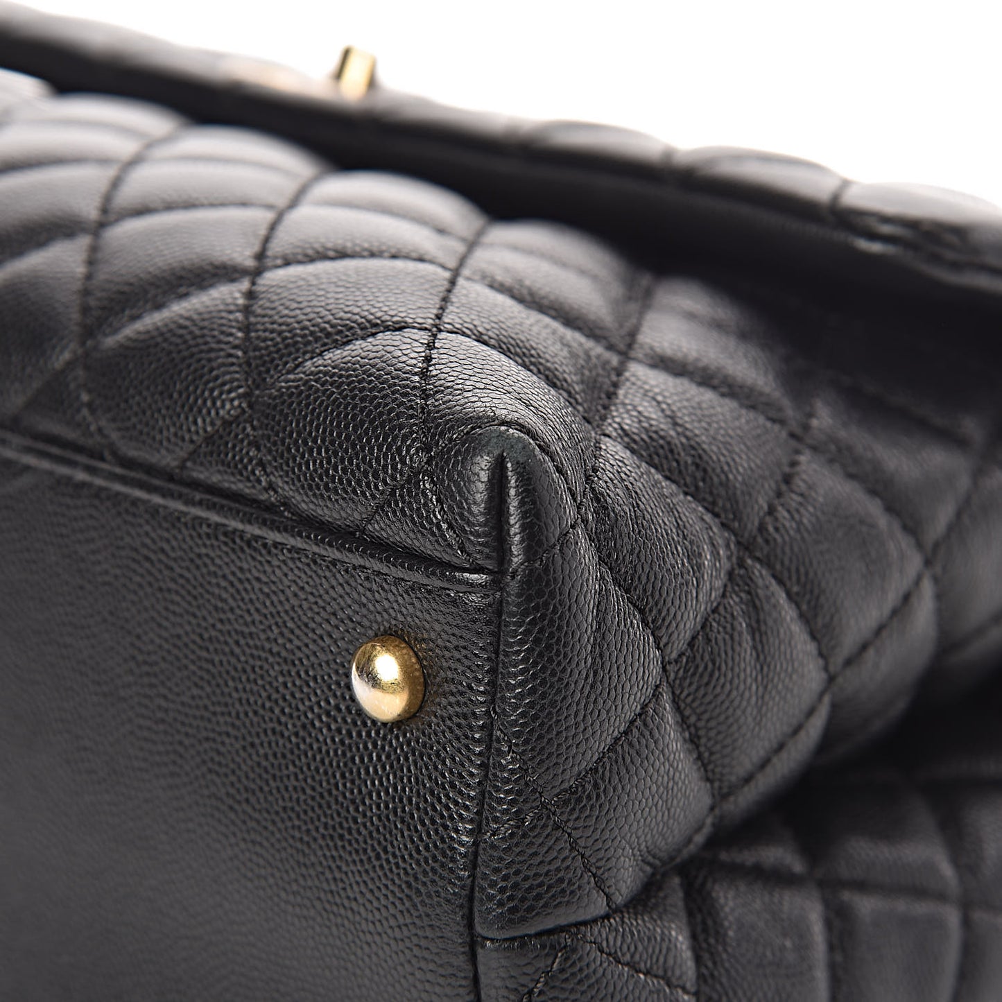 Caviar Lizard Quilted Medium Coco Handle Flap Black