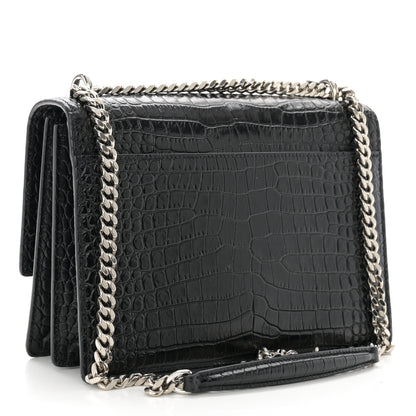 Saint Laurent Calfskin Crocodile Embossed Medium Monogram Sunset Black 3 of 10