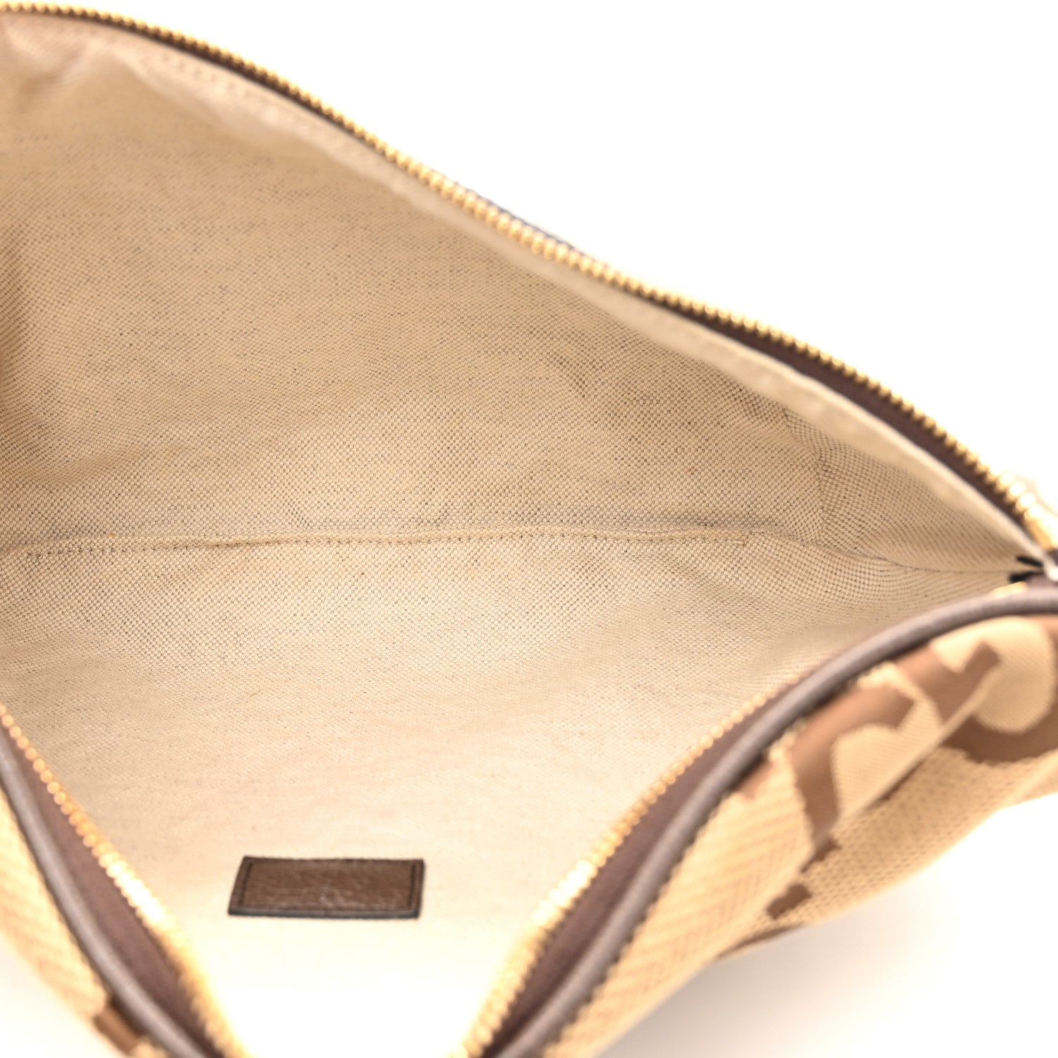 Gucci Monogram Jumbo GG Textured Dollar Calfskin Web Belt Bag Camel Ebony New Acero 5 of 12