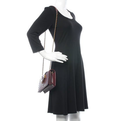 Chanel Shiny Sheepskin Chevron Quilted Mini Collar and Tie Flap Burgundy 2 of 8