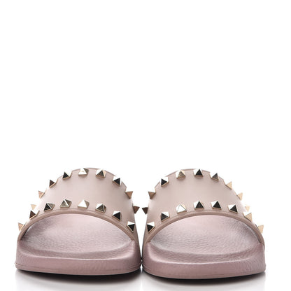Valentino Garavani Rubber Rockstud Slide Sandals 38 Poudre 2 of 9