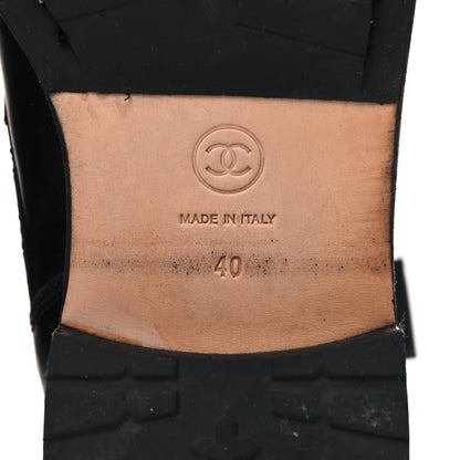 Chanel Calfskin Quilted Lace Up Combat Boots 40 Black 6 of 8