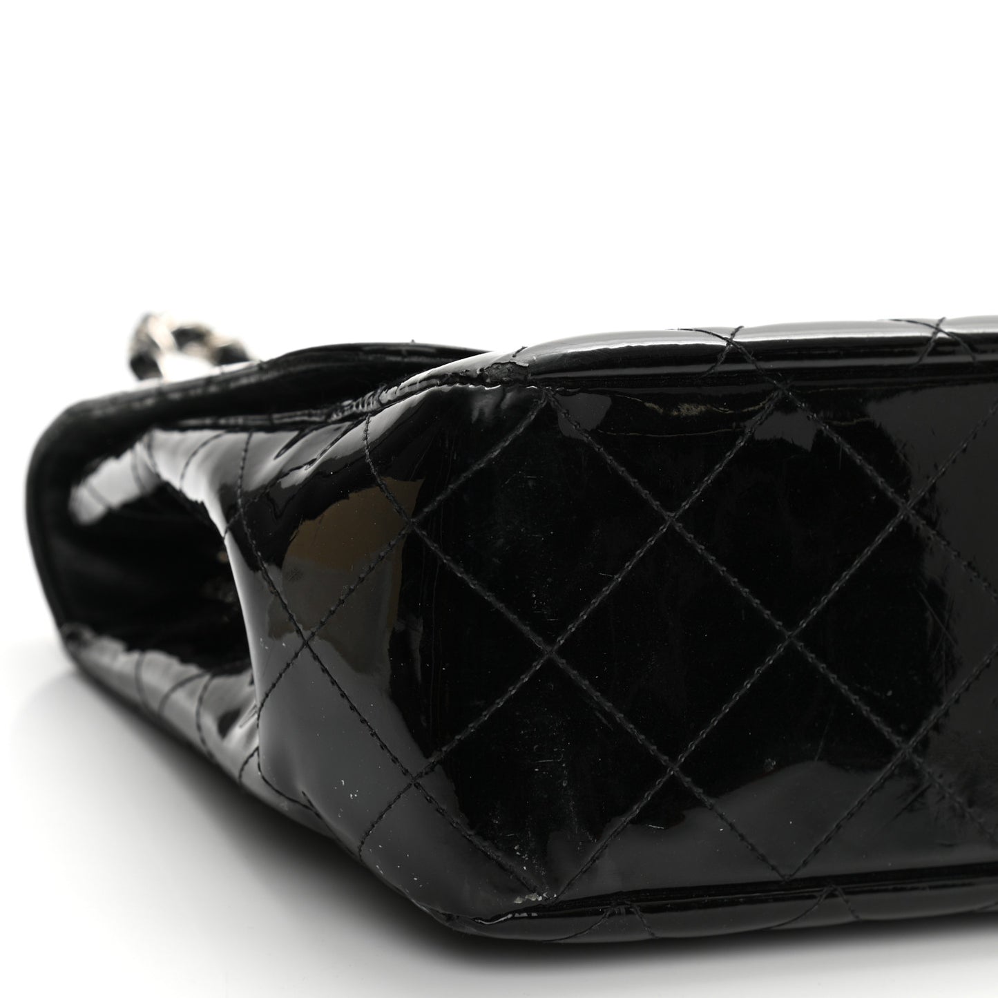 Patent Quilted Jumbo Single Flap Black