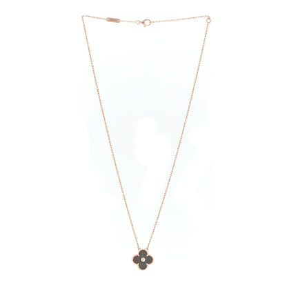 Van Cleef & Arpels 18K Rose Gold Diamond Grey Mother of Pearl Vintage Alhambra Pendant Necklace 3 of 6